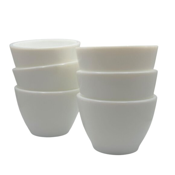 Anchor Hocking Anchorware 904 Milk Glass Bullion Soup Custard Bowls Set 6 Vtg - Picture 2 of 8